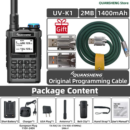 Quansheng UV-K1 Mini Multi-Band Ham Radio Transceiver – 3W–5W, 200 Channels, Type-C, NOAA, Aviation Band