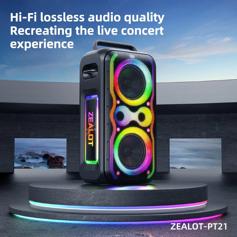ZEALOT PT21 200W Portable Bluetooth Speaker – 48000mAh, Bass Boost, Stereo Pairing, Reverse Charging, Waterproof