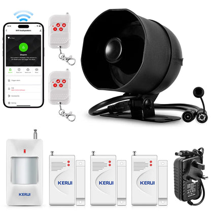 KERUI 120db Loud Sound Alarm System Siren Tuya Smart WIFI Wireless Security Alarm Kit Home Burglar Motion Door Sensor Alexa