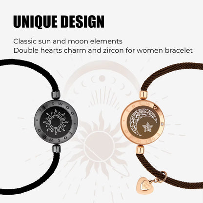 totwoo Long Distance Touch Bracelets for Couples – Light Up & Vibrate Smart Sun & Moon Love Gift