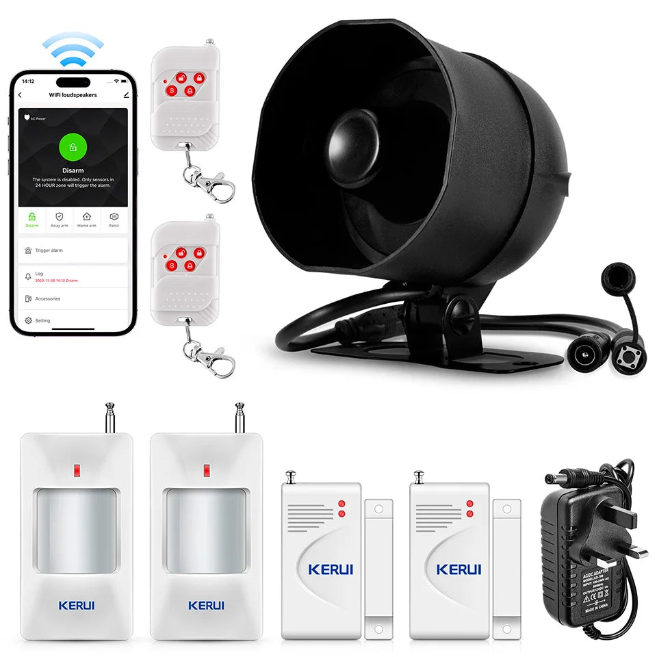 KERUI 120db Loud Sound Alarm System Siren Tuya Smart WIFI Wireless Security Alarm Kit Home Burglar Motion Door Sensor Alexa