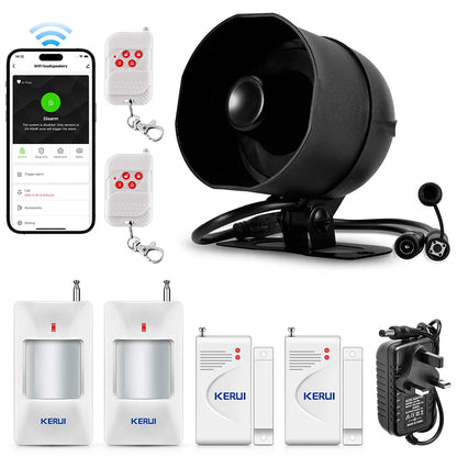 KERUI 120db Loud Sound Alarm System Siren Tuya Smart WIFI Wireless Security Alarm Kit Home Burglar Motion Door Sensor Alexa