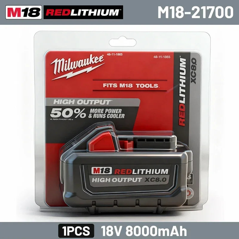 Milwaukee M18 18V Lithium-Ion Battery – 5.0Ah & 6.0Ah Long Cycle Life for M18 Power Tools