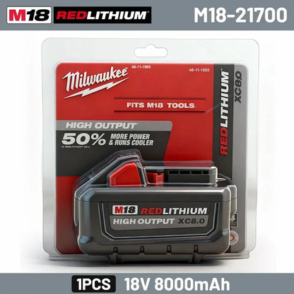 Milwaukee M18 18V Lithium-Ion Battery – 5.0Ah & 6.0Ah Long Cycle Life for M18 Power Tools