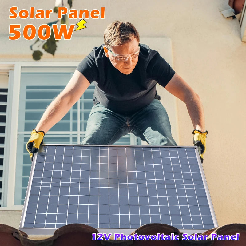 Polycrystalline Solar Panel Kit – 500W or 1000W, 12V, 23% Efficiency | For RV, Camping, Boat, Cabin & Off-Grid