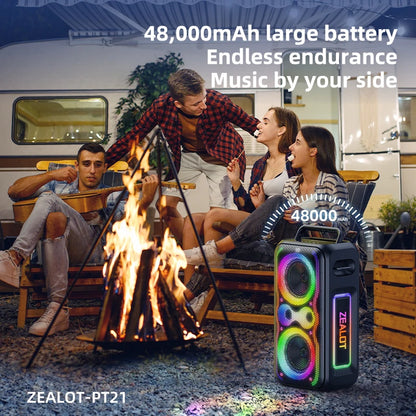 ZEALOT PT21 200W Portable Bluetooth Speaker – 48000mAh, Bass Boost, Stereo Pairing, Reverse Charging, Waterproof