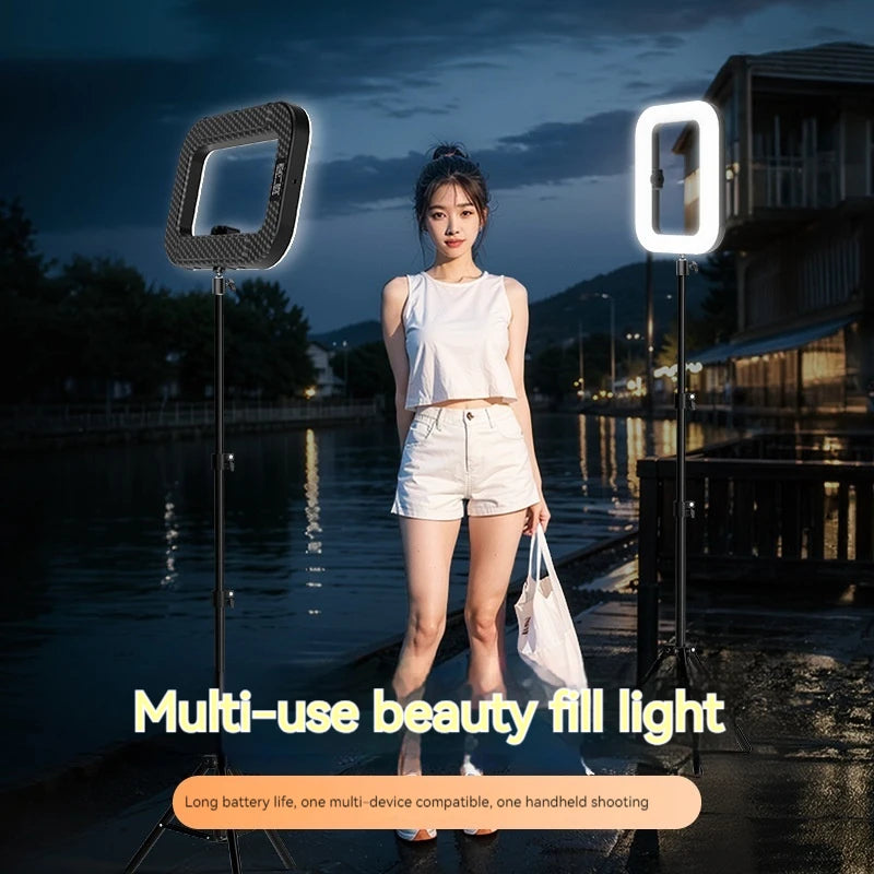 Handheld Ring LED Fill Light – 20W, 240 Beads, 8000mAh, 2500K–8500K for Live Streaming & Photography