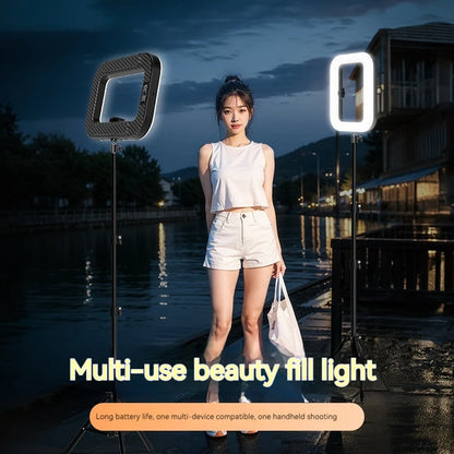 Handheld Ring LED Fill Light – 20W, 240 Beads, 8000mAh, 2500K–8500K for Live Streaming & Photography