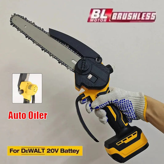 8" Brushless Cordless Chainsaw – Fits DeWALT 20V/18V Battery, Auto Oiler, 8M/S Chain Speed (Tool Only)