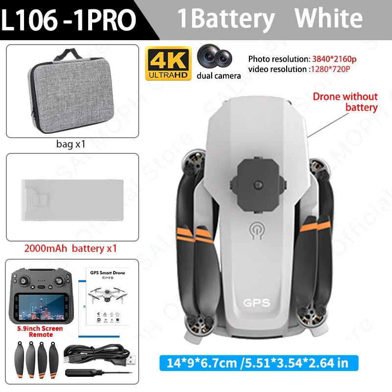 L106-1PRO GPS Drone with 4K Camera – 3KM Range, 5G WiFi FPV, EIS, Obstacle Avoidance, Brushless Motor