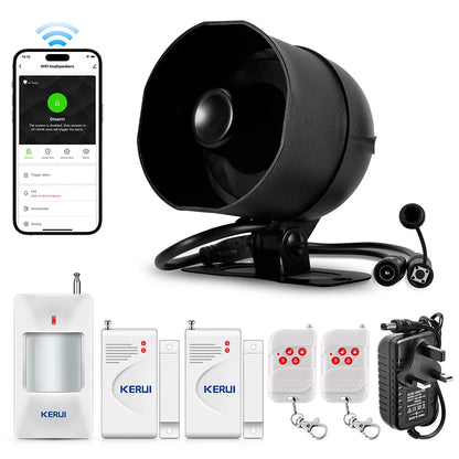KERUI 120db Loud Sound Alarm System Siren Tuya Smart WIFI Wireless Security Alarm Kit Home Burglar Motion Door Sensor Alexa