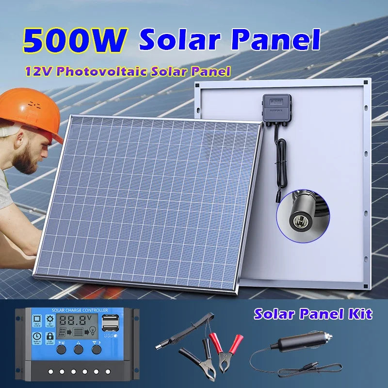 Polycrystalline Solar Panel Kit – 500W or 1000W, 12V, 23% Efficiency | For RV, Camping, Boat, Cabin & Off-Grid