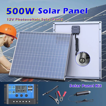 Polycrystalline Solar Panel Kit – 500W or 1000W, 12V, 23% Efficiency | For RV, Camping, Boat, Cabin & Off-Grid