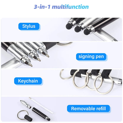 2-in-1 Stylus Ballpoint Pen with Keychain – Capacitive Touch Screen Pen for iPhone, Android & Tablets