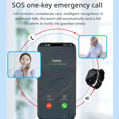 Smart GPS Tracker Watch GPS Bracelet Video Call for Old People One-click Help Support Fall Alarm Built-in 600mAh Battery RF-V52