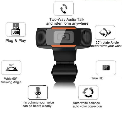 Mini USB Webcam with Microphone – 480P / 720P / 1080P HD, 30fps, Plug & Play for PC, Laptop & Desktop