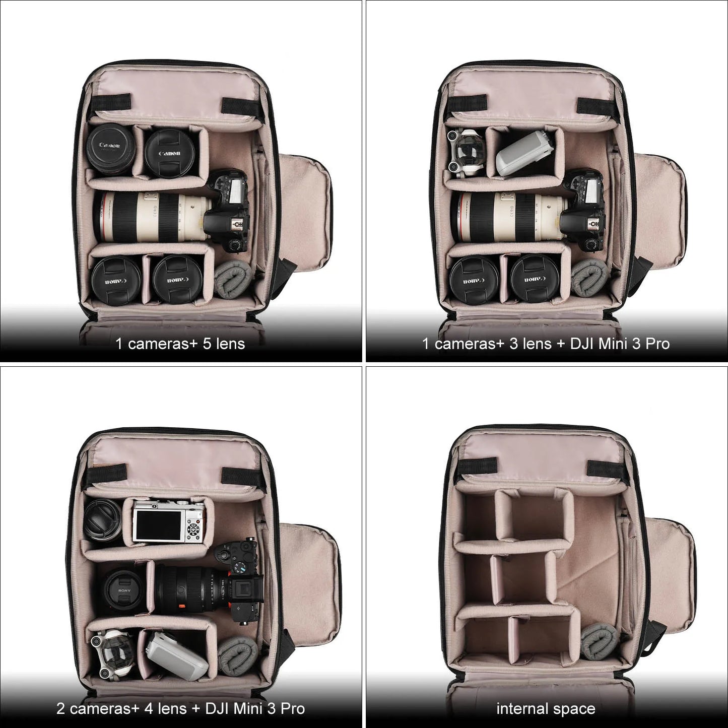 Besnfoto Expandable Roll Top Waterproof Camera Backpack for DSLR SLR Mirrorless Drones, Fits 16'' Laptop with Tripod Holder