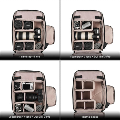 Besnfoto Expandable Roll Top Waterproof Camera Backpack for DSLR SLR Mirrorless Drones, Fits 16'' Laptop with Tripod Holder