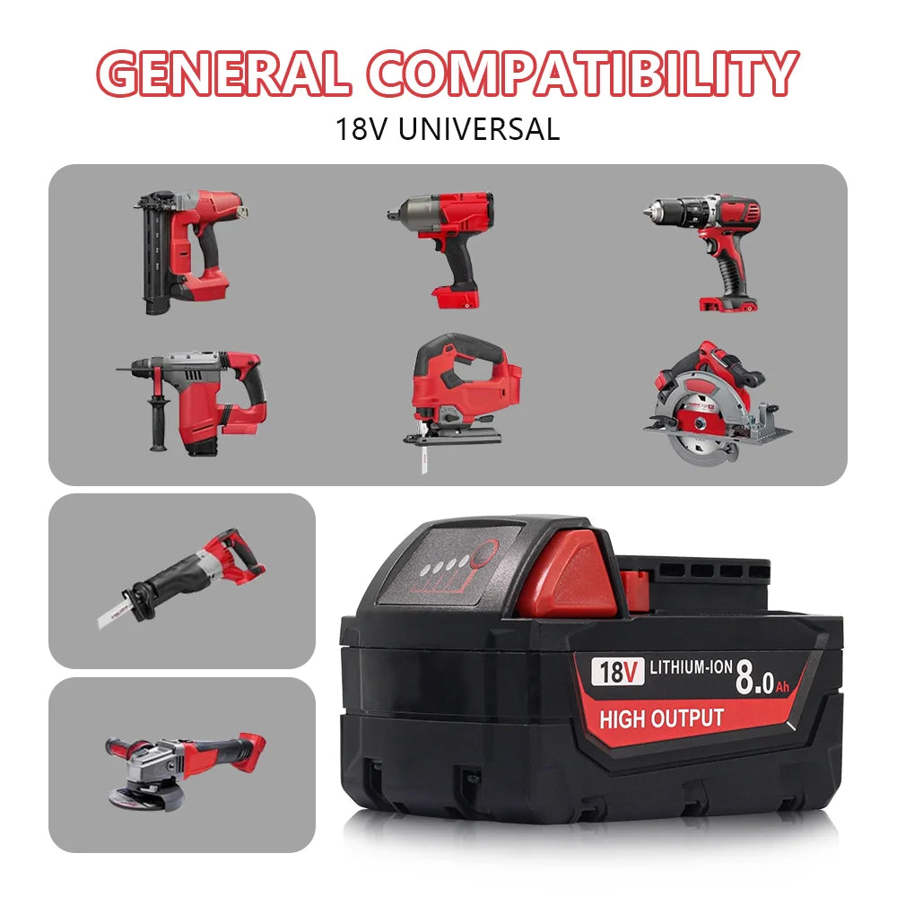 Milwaukee M18 8.0Ah 18V Li-ion Replacement Battery – 1, 2 & 4-Pack Compatible with 48-11-1880