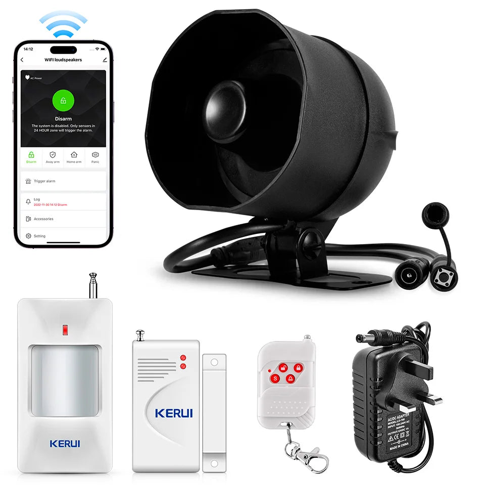KERUI 120db Loud Sound Alarm System Siren Tuya Smart WIFI Wireless Security Alarm Kit Home Burglar Motion Door Sensor Alexa