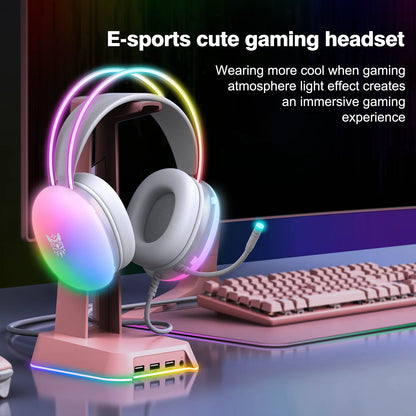 ONIKUMA RGB Gaming Headset with Mic – 3D Stereo, Memory Foam Earmuffs, Noise-Cancelling Mic | Optional Gaming Mouse & Stand Bundle