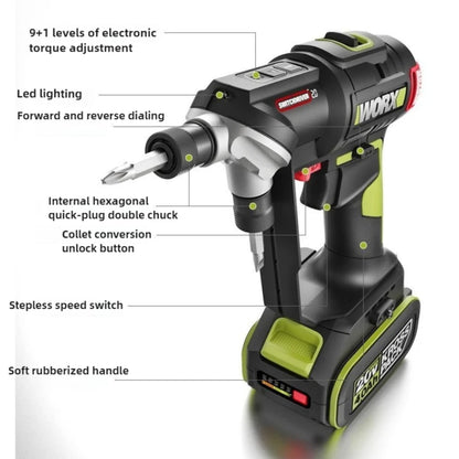 Worx WU177 1/4 Inch Electric Impact Drill 50N.m Brushless Motor 6.35MM Double Headed Quick Change Drill Hex Scoket 20V Battery