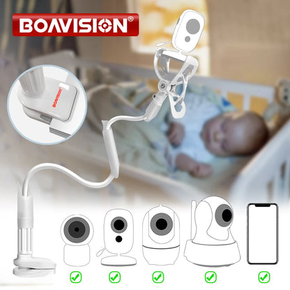 85cm Flexible Long Arm Baby Monitor & Phone Holder Mount – No-Drill Clamp, 360°, Fits Most Cameras
