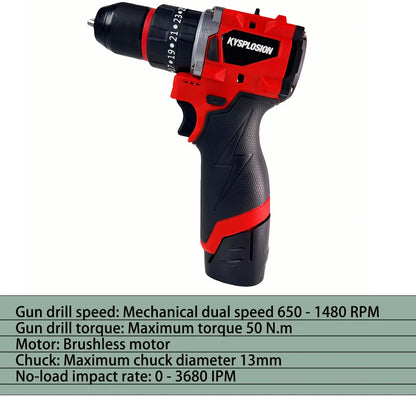 350N.m Brushless Cordless Impact Wrench & Drill Driver – 1/2" Drive, Fits Milwaukee M12 Battery