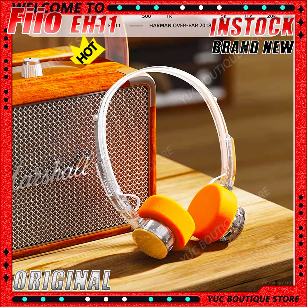 FiiO EH11 Retro Bluetooth Headphones – 40mm Dynamic Driver, Over-Ear, Mechanical Shell | Blue, Red, Black, White
