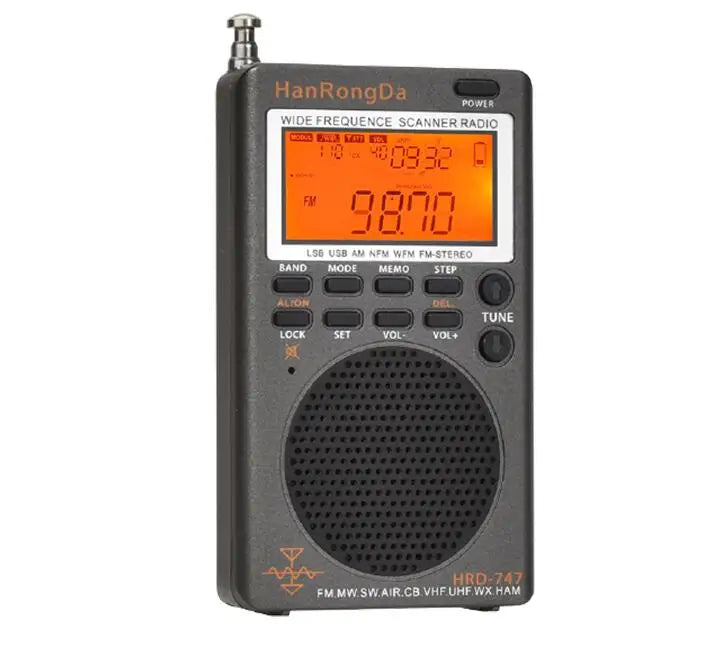 HRD 747 Full-Band Portable Radio – FM/MW/SW/SSB/AIR/VHF/UHF/WX HanRongDa Receiver