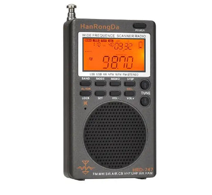 HRD 747 Full-Band Portable Radio – FM/MW/SW/SSB/AIR/VHF/UHF/WX HanRongDa Receiver