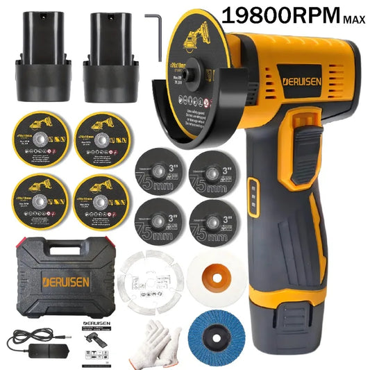 19,800 RPM Mini Cordless Angle Grinder & Polisher – 12V Lithium, Metal, Wood, Stone & Concrete
