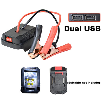 Makita 18V Battery Jump Starter Adapter – Emergency Car Jump Start with Copper Clamps, Optional Dual USB