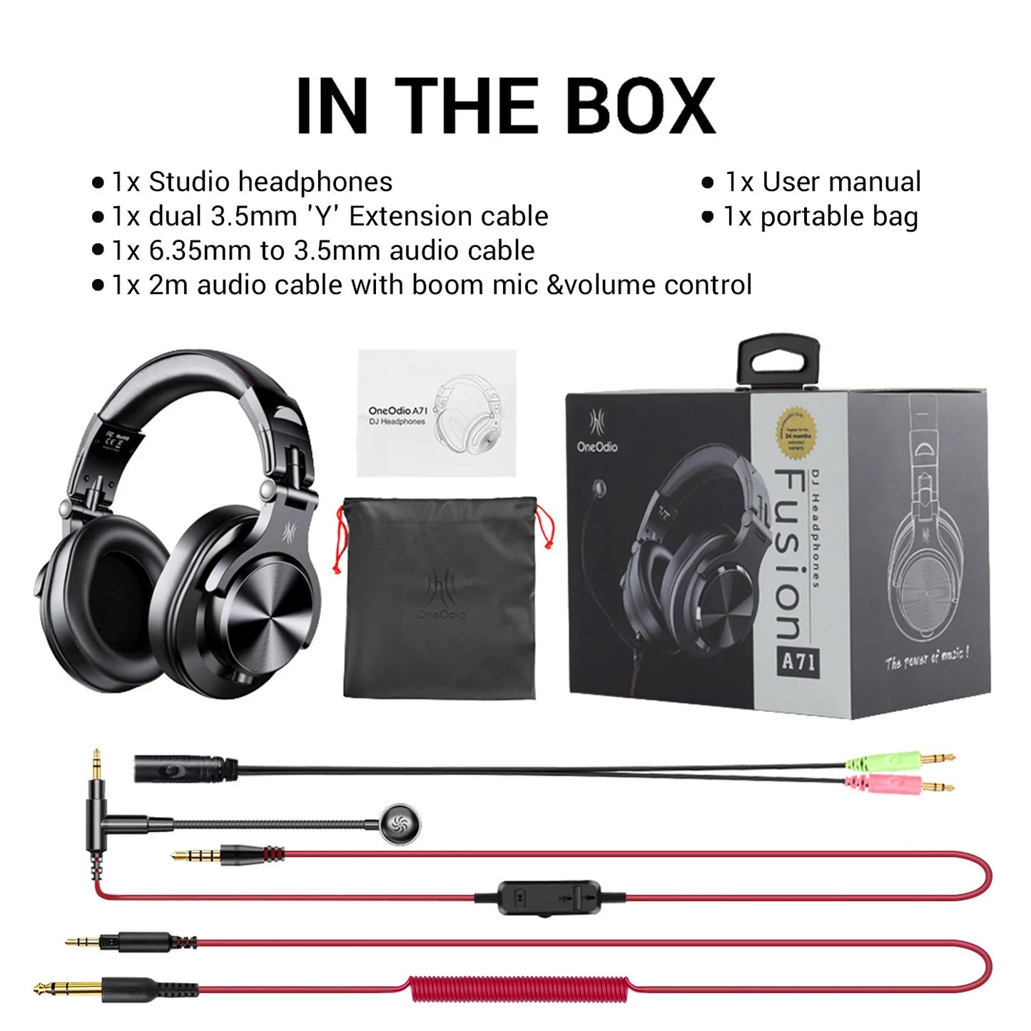 Oneodio A71 Wired Over-Ear Studio Headphones – HiFi Sound, Mic & DJ Monitoring
