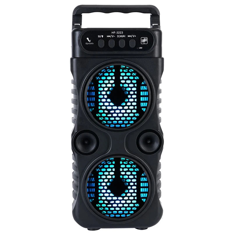 Portable Dual-Driver Bluetooth Speaker – 2.0 Stereo, Bass Boost, USB & Battery Powered | Camping, Party, Karaoke