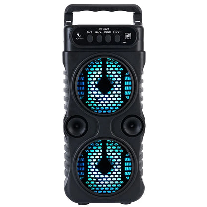 Portable Dual-Driver Bluetooth Speaker – 2.0 Stereo, Bass Boost, USB & Battery Powered | Camping, Party, Karaoke