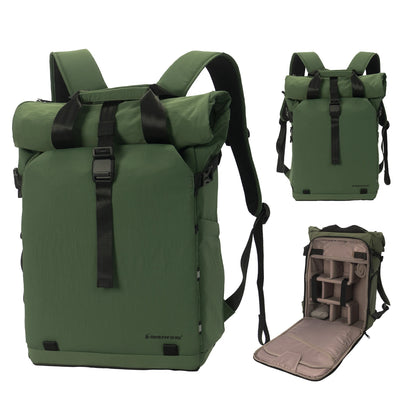 Besnfoto Expandable Roll Top Waterproof Camera Backpack for DSLR SLR Mirrorless Drones, Fits 16'' Laptop with Tripod Holder