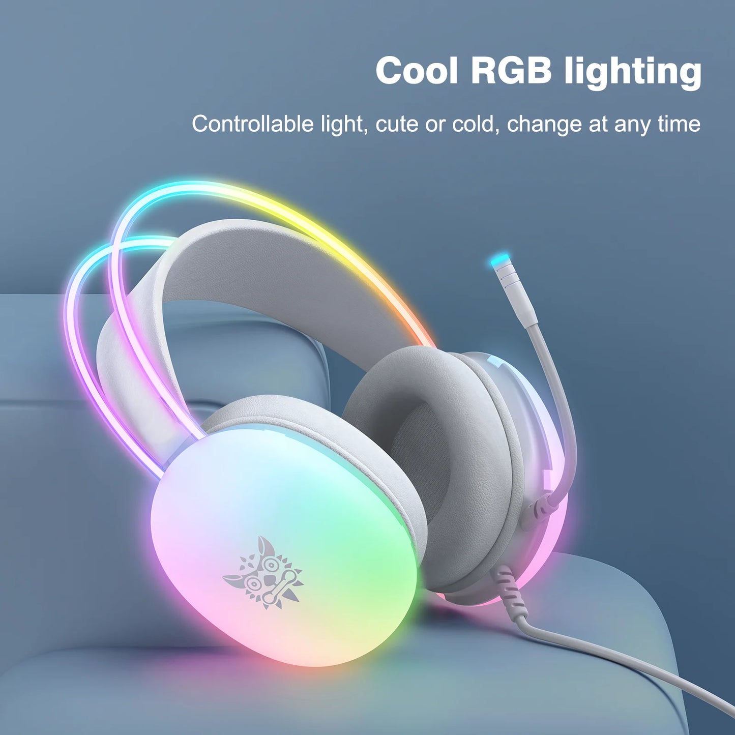 ONIKUMA RGB Gaming Headset with Mic – 3D Stereo, Memory Foam Earmuffs, Noise-Cancelling Mic | Optional Gaming Mouse & Stand Bundle