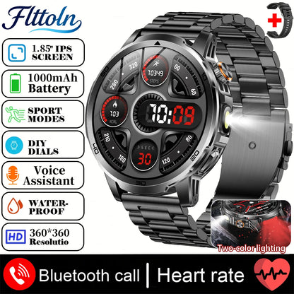 Smart Watch with 1000mAh Battery – 1.85" AMOLED, Bluetooth Calling, 100+ Sports Modes, 5ATM Waterproof, Heart Rate & Blood Oxygen