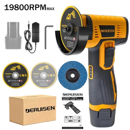 19,800 RPM Mini Cordless Angle Grinder & Polisher – 12V Lithium, Metal, Wood, Stone & Concrete