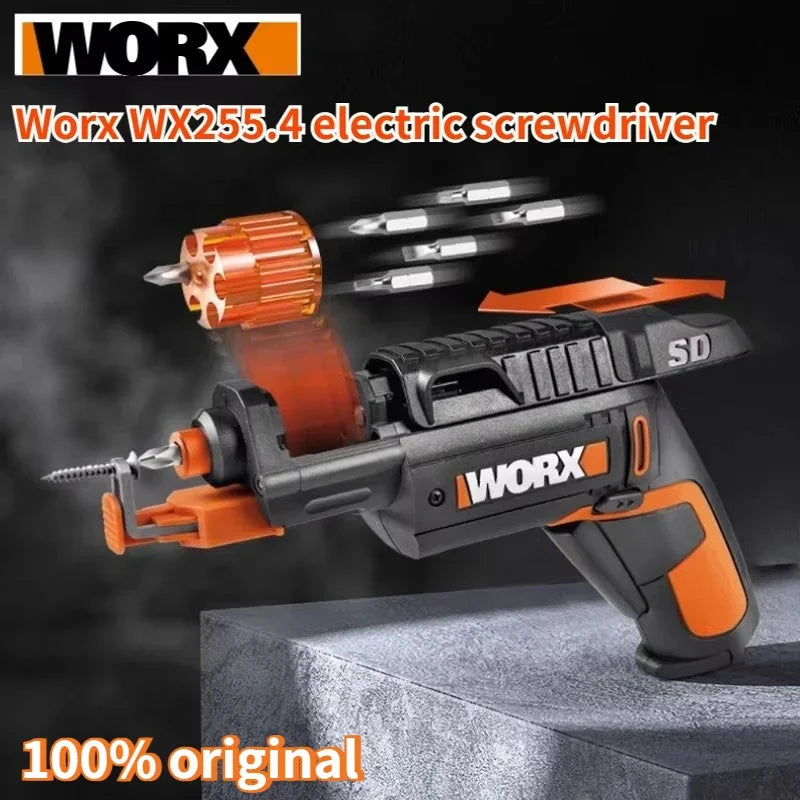 WORX WX255.4 4V Mini Cordless Screwdriver Set – USB Rechargeable, Gun-Style, 1/4" Hex, 1500mAh Battery