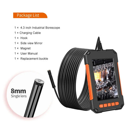Single Dual-Lens Borescope with 4.3" 1080P HD Industrial Borescope IP67 Waterproof Inspection Camera For Car Photo and Video