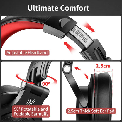 Oneodio A71 Wired Over-Ear Studio Headphones – HiFi Sound, Mic & DJ Monitoring