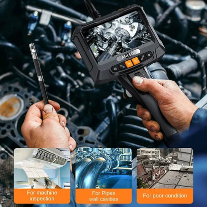 360° Articulating Industrial Endoscope Borescope – 1080P, 5" IPS, Single/Dual Lens, IP67, 8.5mm/6mm Probe