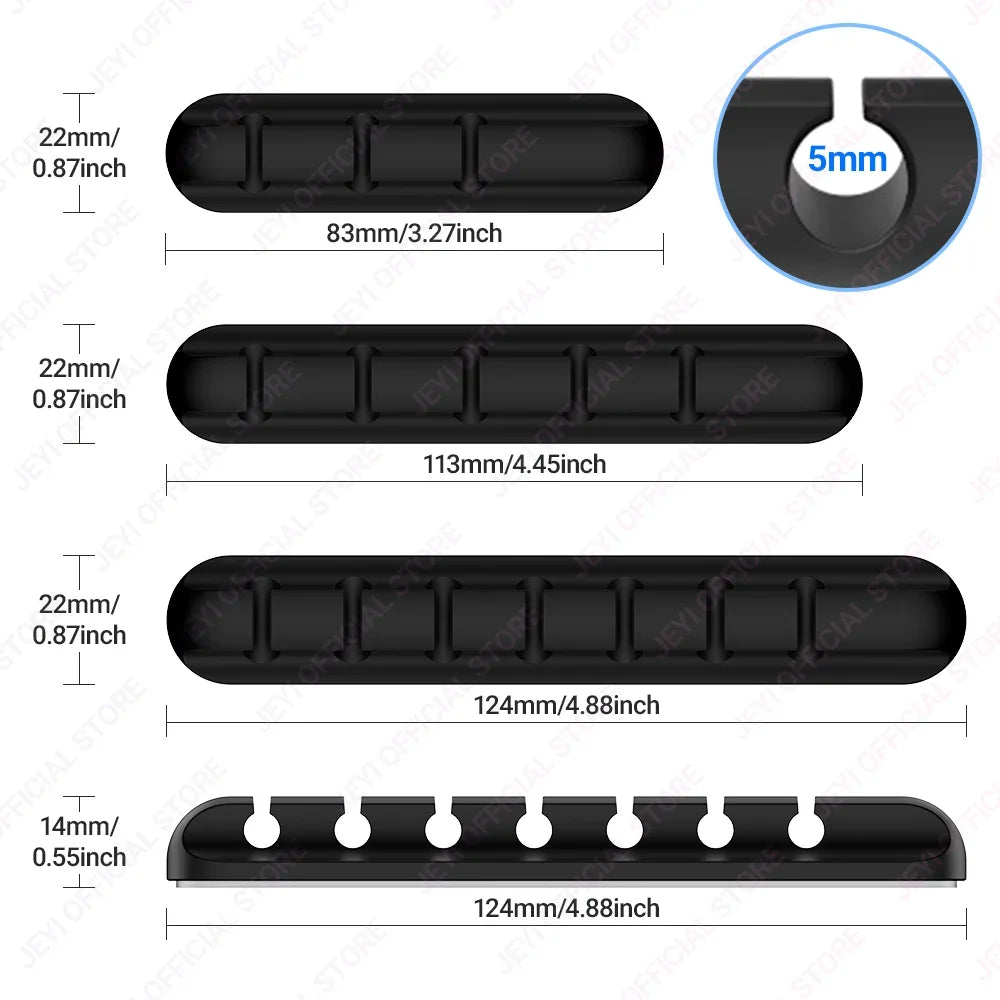 JEYI Adhesive Cable Holder Clips – Cord Management Wire Organizer for Desk, Nightstand & More