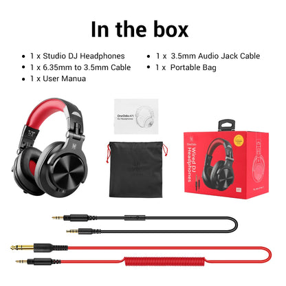 Oneodio A71 Wired Over-Ear Studio Headphones – HiFi Sound, Mic & DJ Monitoring
