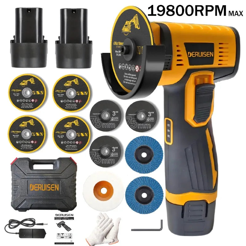 19,800 RPM Mini Cordless Angle Grinder & Polisher – 12V Lithium, Metal, Wood, Stone & Concrete