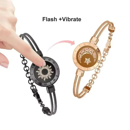 totwoo Long Distance Touch Bracelets for Couples – Light Up & Vibrate Smart Sun & Moon Love Gift