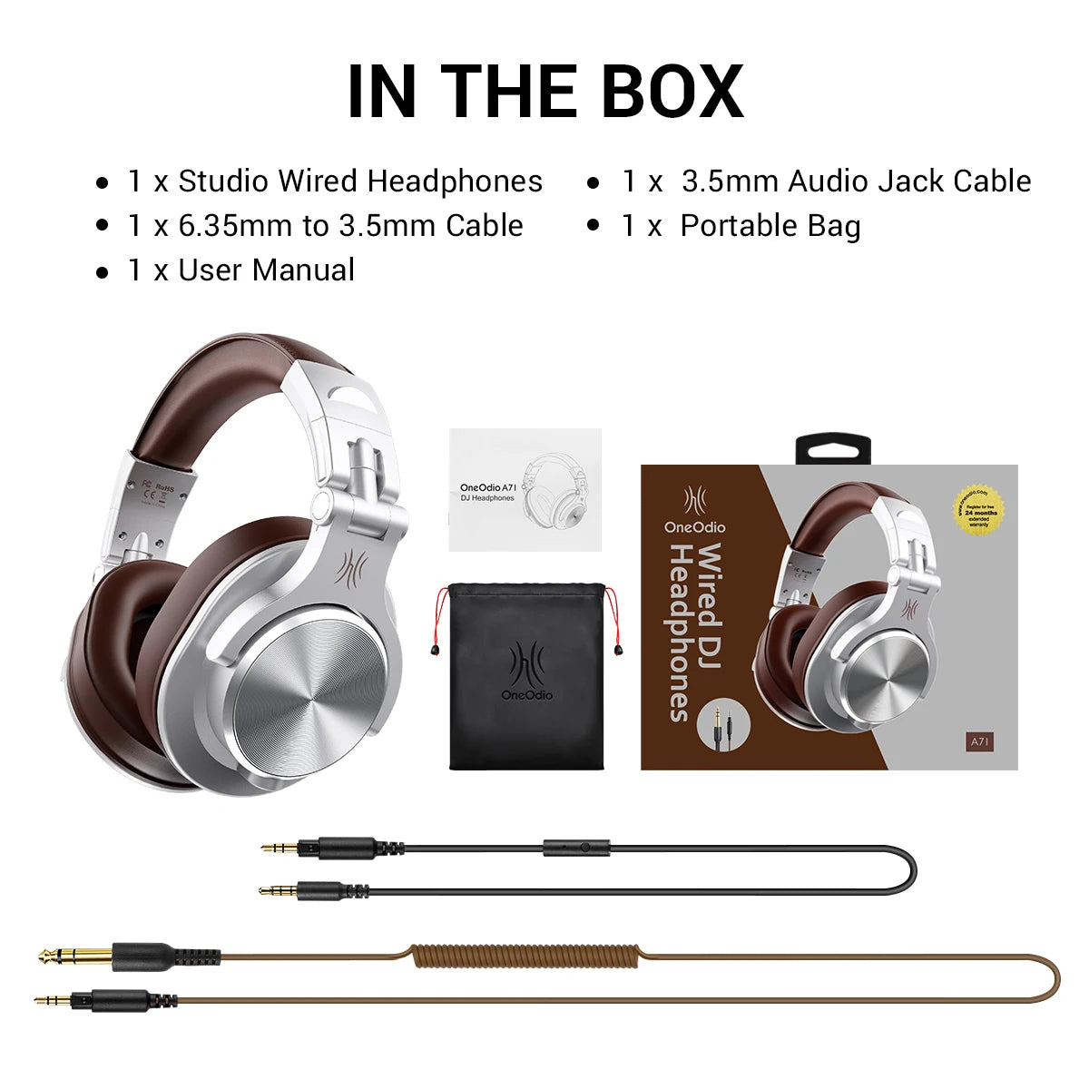 Oneodio A71 Wired Over-Ear Studio Headphones – HiFi Sound, Mic & DJ Monitoring