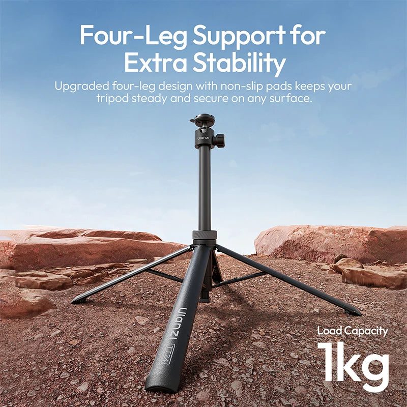 Ulanzi TT24 Quick-Release Selfie Stick Tripod – 360° Ball Head, 148cm Extended, for Action Cameras, Smartphones & DSLRs